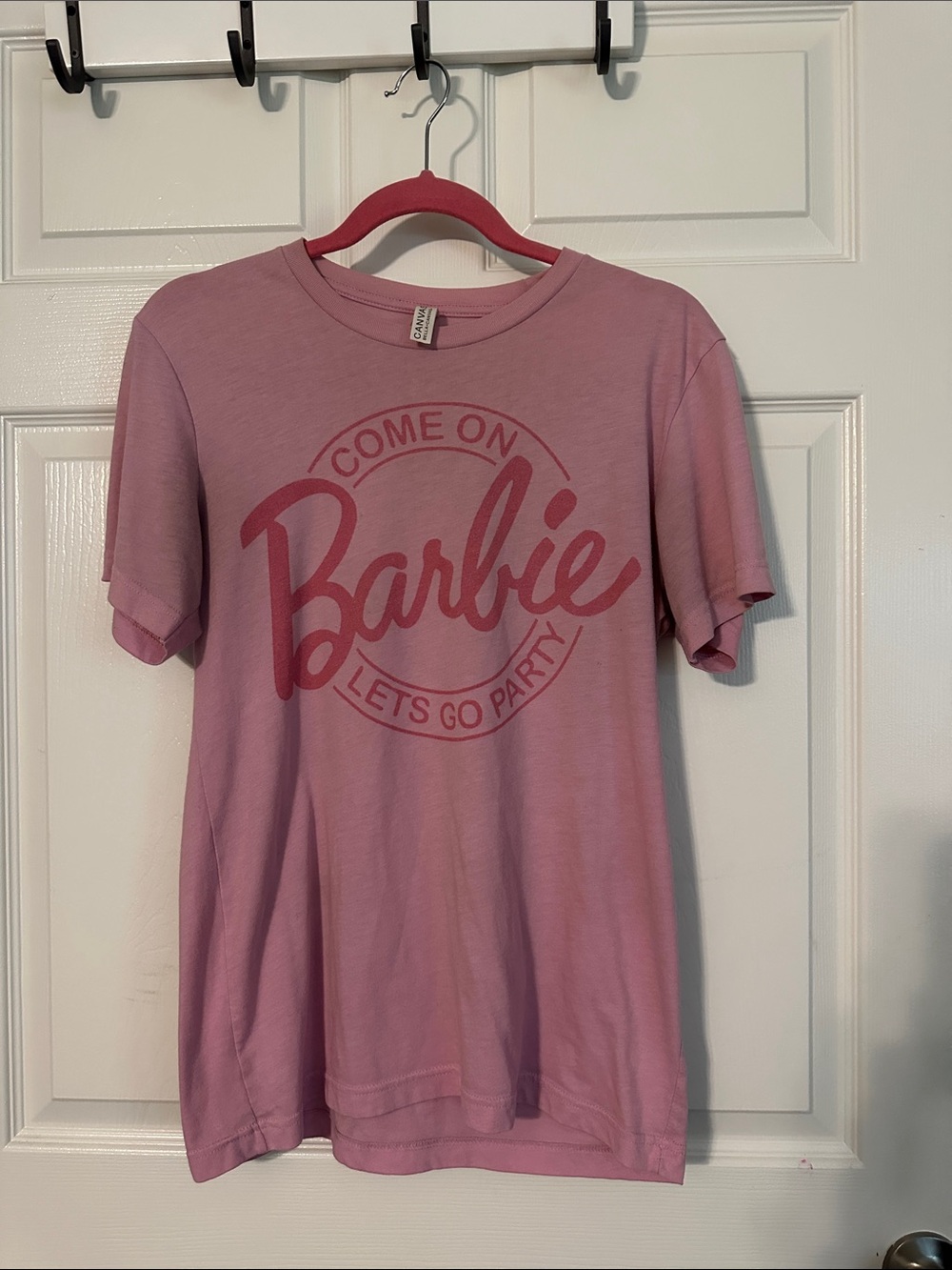 Bella Canvas Pink Graphic Tee with 'Come On' Retro Print